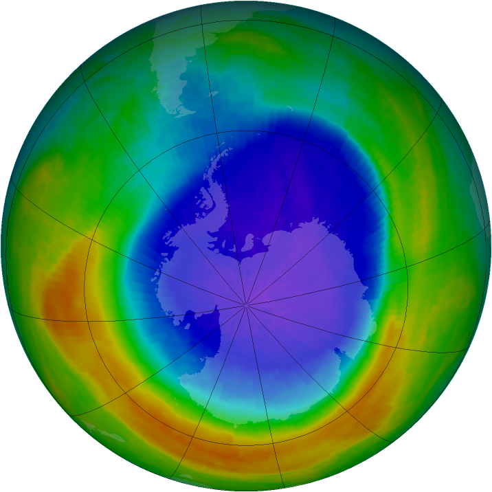 Antarctic ozone map for 29 September 2004